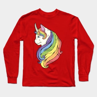 Unicat rainbow mane and horn Long Sleeve T-Shirt